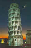 Leaning Tower with Hale-Bopp Comet